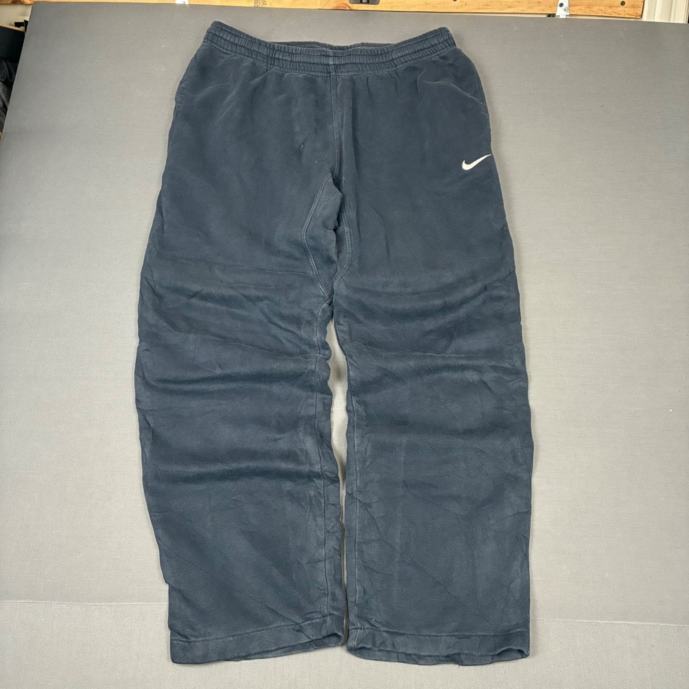 Nike Fleece Swoosh Baggy Wide Leg Black Sweatpants Men's Size Large